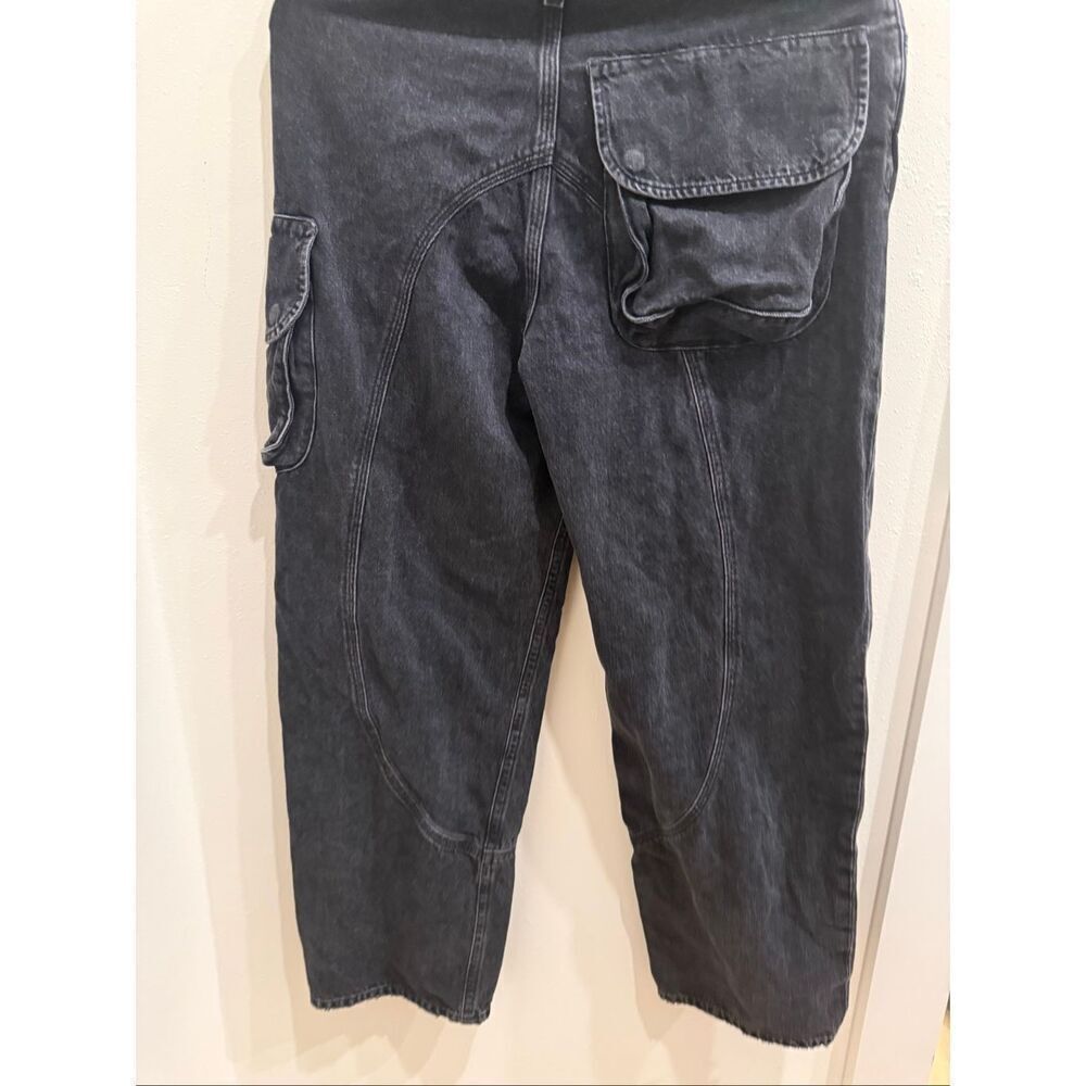 AGOLDE Women's Loose Fit Cass Baggy Cargo Denim Jeans Black Wash Size 26